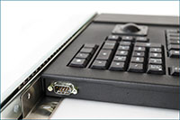 121-key Mil-grade Backlit Rack Mount Keyboard with Wrist Pad - Rear Connector