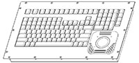 121-key Panel Mount Keyboard with Trackball & Numeric Keypad