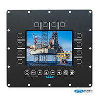 Saber PanelMount Solar 6.5" Rugged Display Shown with Custom Bezel and Function Buttons