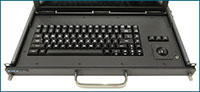 SlimLine 1U Rugged Rack Mount Display/Keyboard - Close-up of Keyboard & Trackball