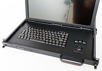 SlimLine 1U Rugged Rack Mount Display/Keyboard - Close-up of Keyboard & Trackball