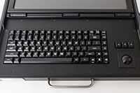 SlimLine 1U Rugged Rack Mount Display/Keyboard - Close-up of Keyboard & Trackball