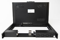 SlimLine 1U Rugged Rack Mount Display/Keyboard in Operating Position - Rear View