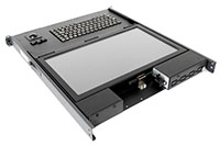 SlimLine 1U Rugged Rack Mount Display/Keyboard in Stowed Position Rear View