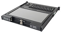 SlimLine 1U Rugged Rack Mount Display/Keyboard in Stowed Position
