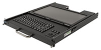 SlimLine 1U Rugged Rack Mount Display/Keyboard in Stowed Position